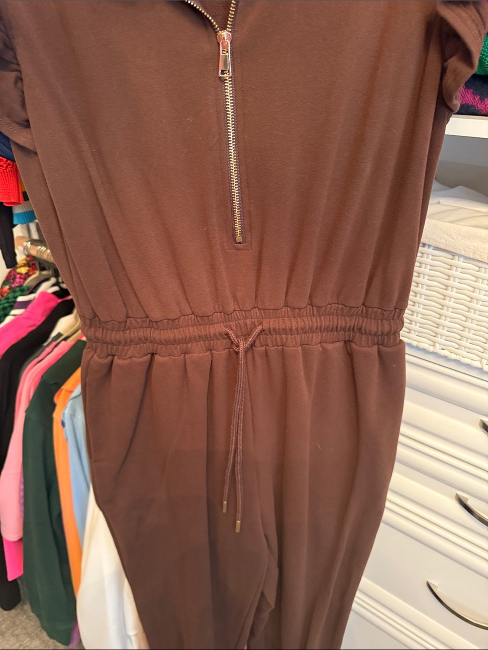 SSYS Brown Short-Sleeve Zip-Front Jumpsuit - Picture 3 of 3